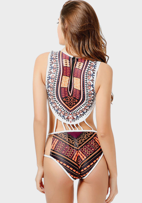 Navi African Print Cut Out Bikini Navi African Print Cut Out Bikini