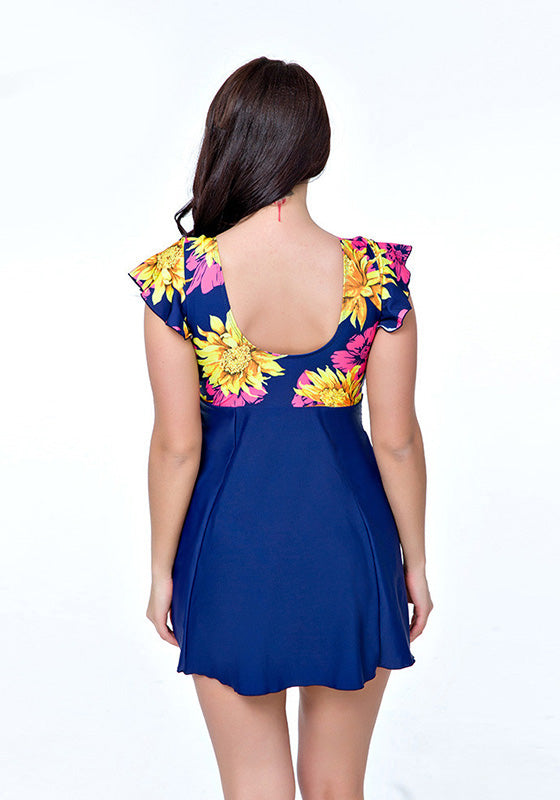 Facio Floral Print One Piece Swim Dress Facio Floral Print One Piece Swim Dress
